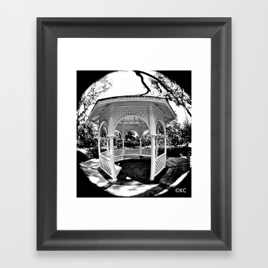 Gazebo Black and White Framed Art Print