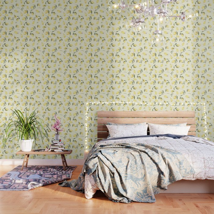 Lemon,citrus,summer,watercolour pattern Wallpaper