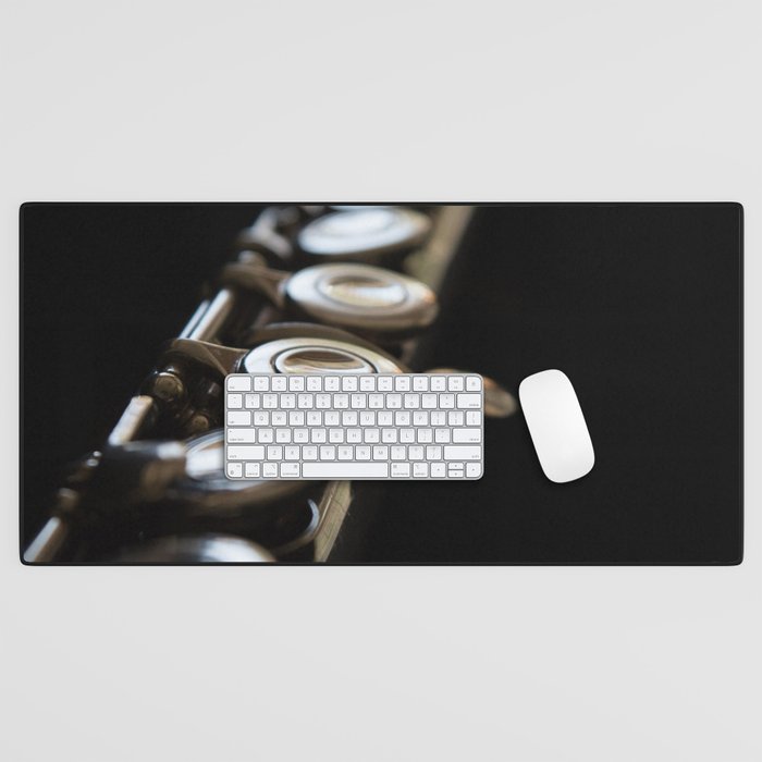 Where the Music Comes Through Flute Still Life with Quote Desk Mat