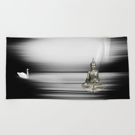 Buddha with swan Beach Towel