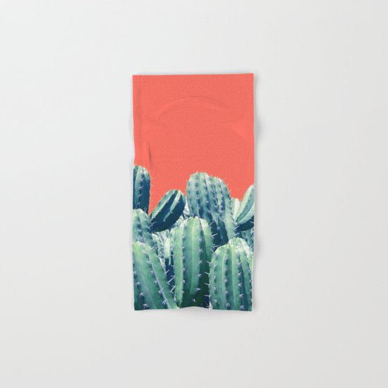Cactus on Coral #society6 #decor #buyart Hand & Bath Towel