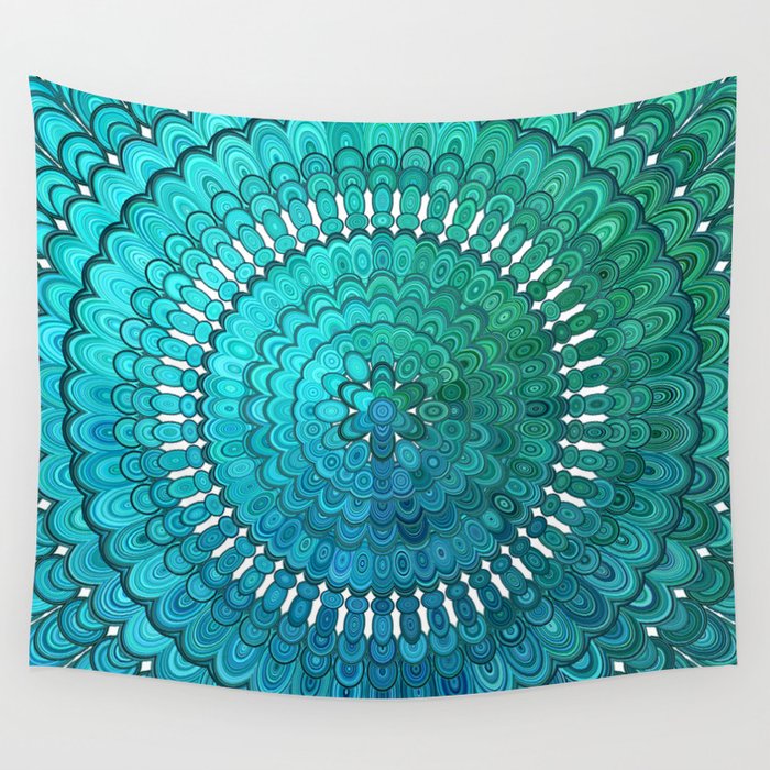 Turquoise mandala tapestry deals