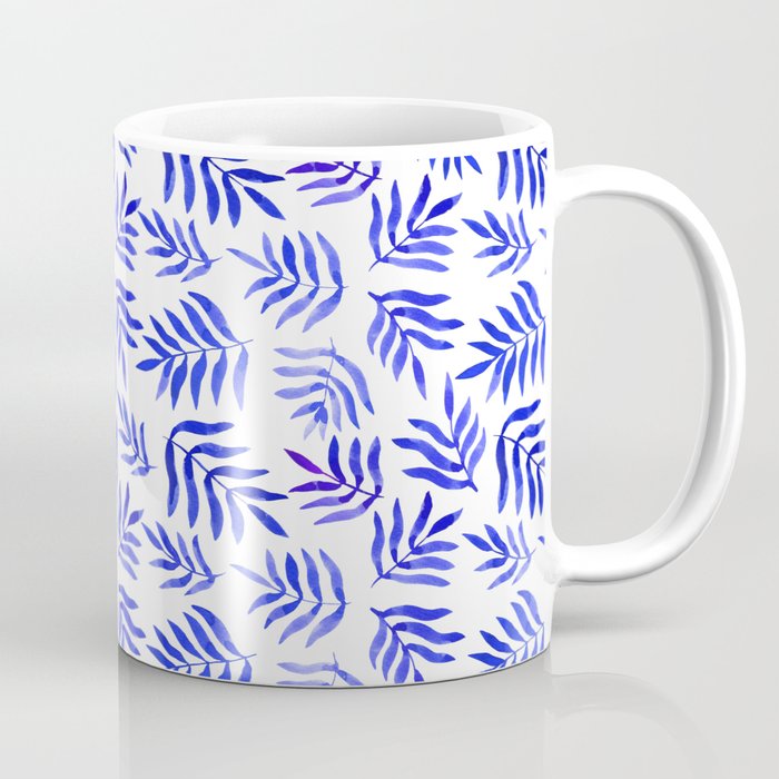 Watercolor branches pattern - blue Coffee Mug