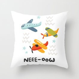 Airplanes neee oow Throw Pillow
