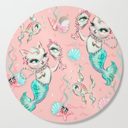 Merkittens with Pearls on blush Cutting Board