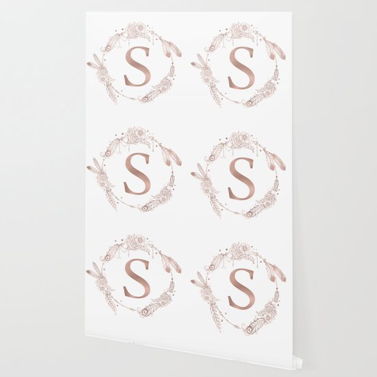 Letter S Rose Gold Pink Initial Monogram Wallpaper By Naturemagick Society6