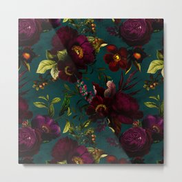 Before Midnight Vintage Flowers Garden Metal Print | Exotic, Boho, Garden, Painting, Flower, Roses, Floral, Cottagecore, Tropical, Springflowers 