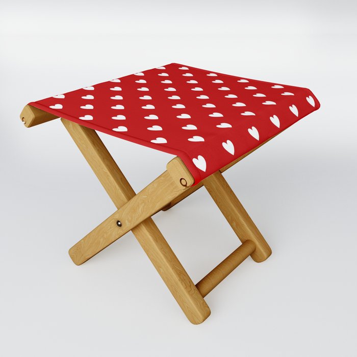 Hearts All Over - red Folding Stool