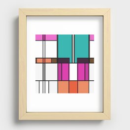Manic Mondrian Pink Teal Retro Color Composition Recessed Framed Print
