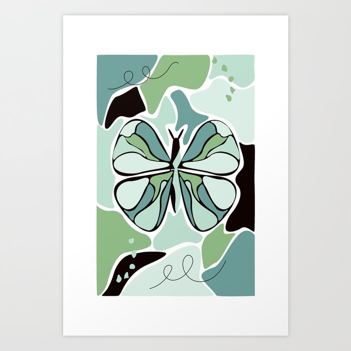 Green butterfly Art Print