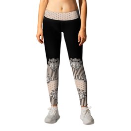 Dakota Black Lace Leggings | Lace, Lolita, Stripes, Gothic, Dots, Neutral, Graphicdesign, Digital, Dakota, Nativeamerican 