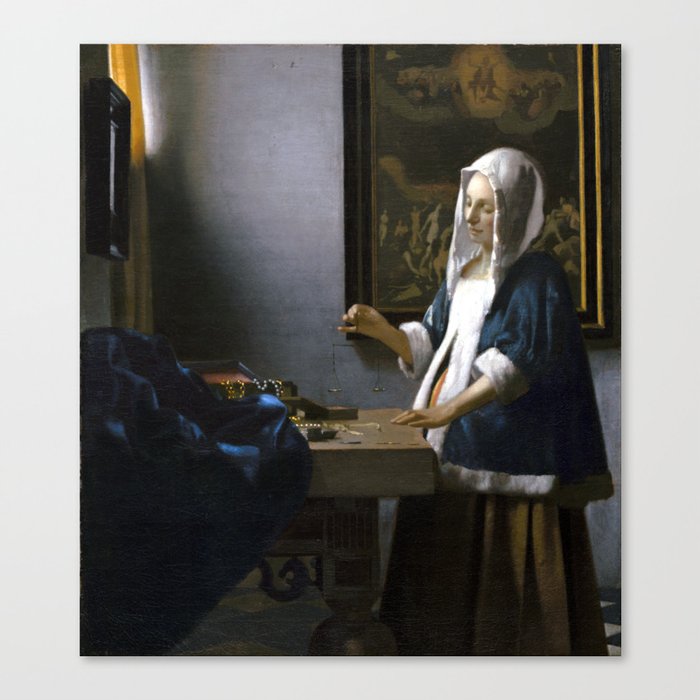 Johannes Vermeer Woman Holding a Balance Canvas Print by pdpress