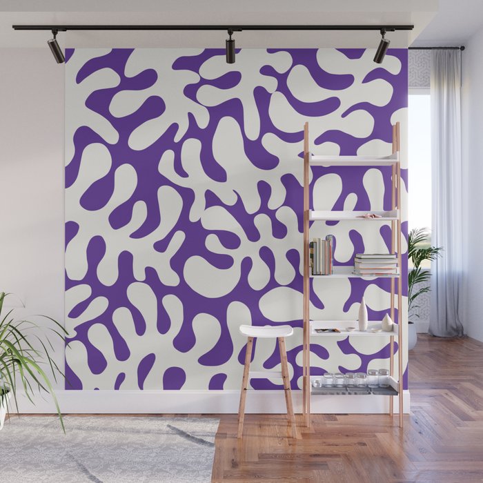 White Matisse cut outs seaweed pattern 2 Wall Mural