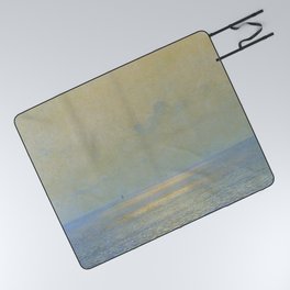 'Calma,' Rays of Sun reflecting on calm ocean waters seascape painting by Giorgio Belloni Picnic Blanket