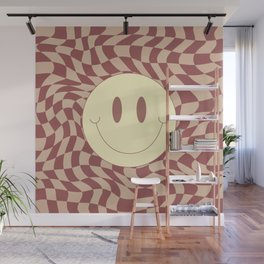 Smiley terracotta wavy checker Wall Mural