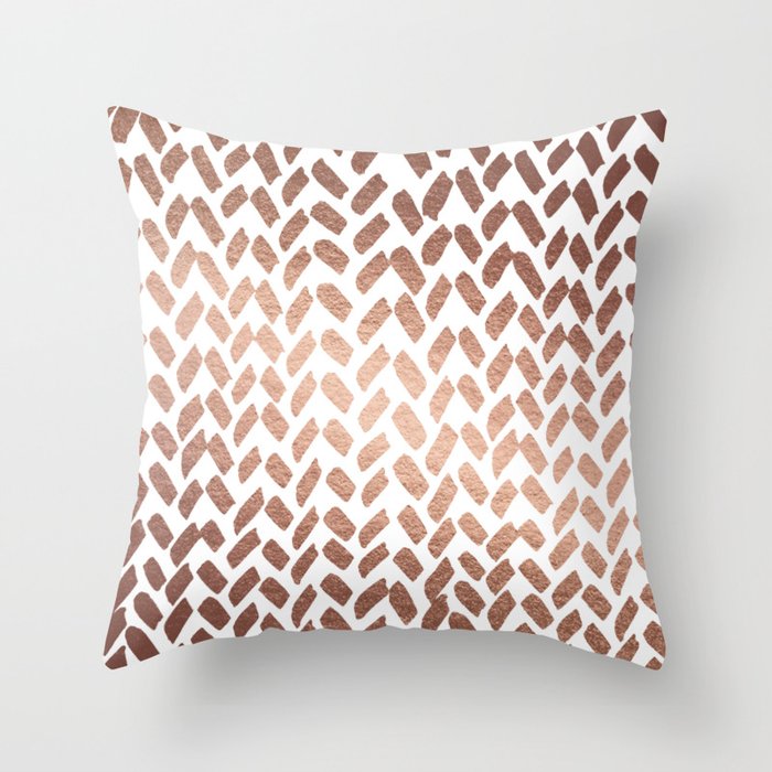 Cute knitting pattern - rose gold Throw Pillow