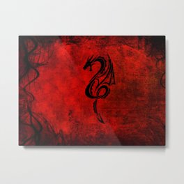 The Dragon Metal Print | Magic, Silhouette, Mythical, Chinese, Mythic, Tough, Red, Black, Abstract, Photo 