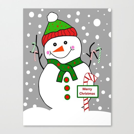 Merry Christmas Snowman Canvas Print