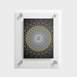 Gray and yellow mandala Floating Acrylic Print