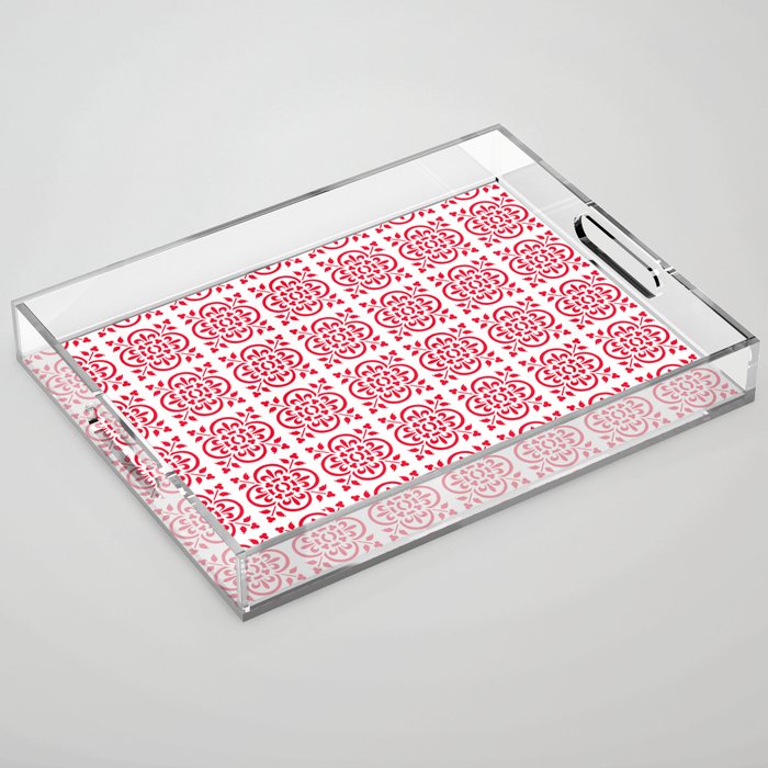 Art Deco Style Repeat Pattern Red Acrylic Tray