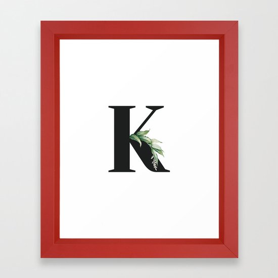 Letter K Initial Floral Monogram Black And White Poster Framed Art Print by standardprints ...
