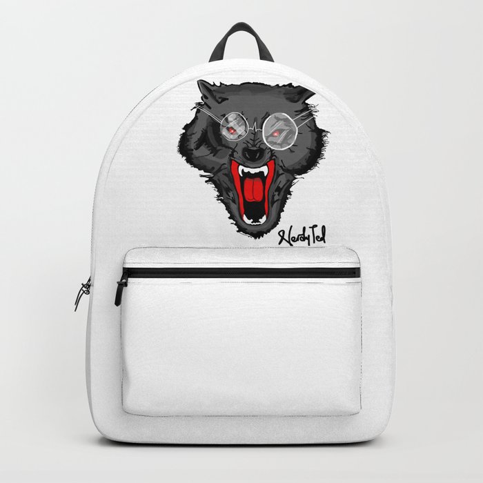Nerdy wolf head Backpack by Femi Dmitri Society6