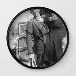 Bonnie And Clyde Vintage Photo Print Poster Wall Clock