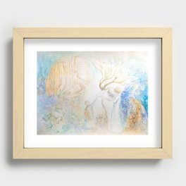 The unicorn transformation spirit animal with angels Recessed Framed Print