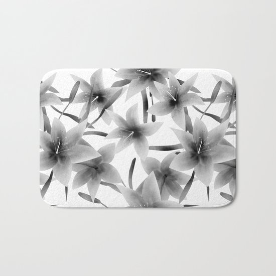 Lily. Black and white pattern . Bath Mat