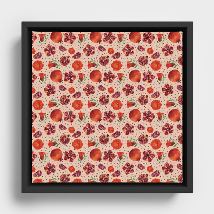 Pomegranate Watercolors Framed Canvas