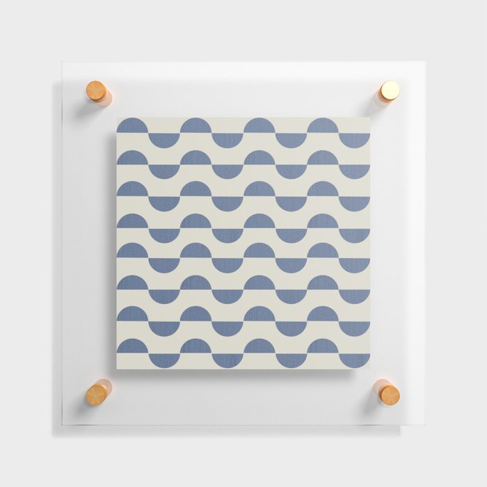 Calming minimalistic textured semi-circle geometric pattern - blue Floating Acrylic Print