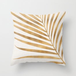 Metallic Gold Palm Leaf Throw Pillow