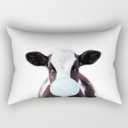 Baby Cow Blowing Blue Bubble Gum, Baby Boy, Nursery, Art For kids, Baby Animals Art Print by Synplus Rectangular Pillow