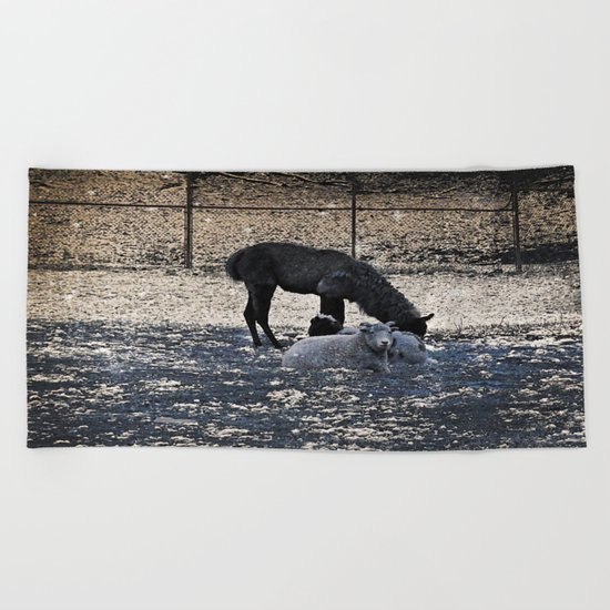 The Story of the Goat, the Llama, and the Sheep Beach Towel