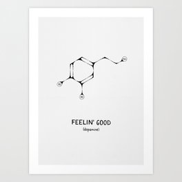 Dopamine Molecule - Feelin' Good - Black Ink Art Print