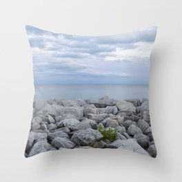 Rocks on Lake Michigan shore. Throw Pillow