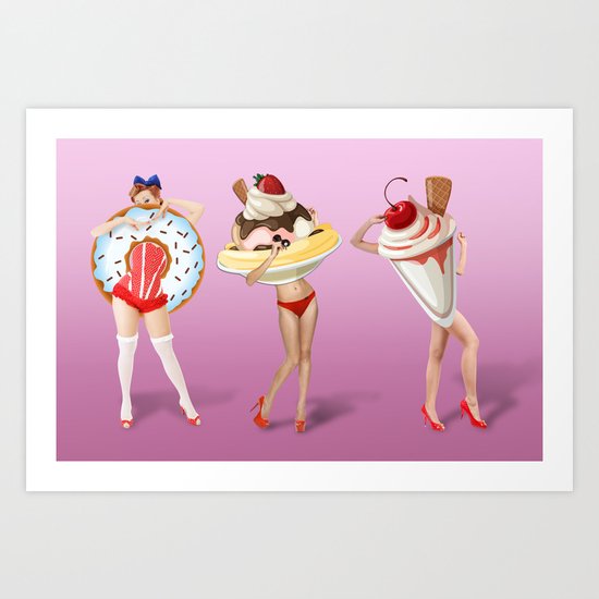 ice cream woman Art Print