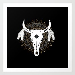 Goat skull mandala  Art Print