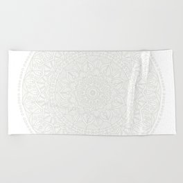 Cream on White Mandala Circle of Life Beach Towel
