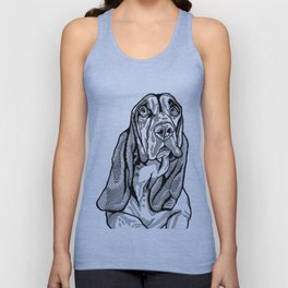 Soulful Basset Hound Pop Art, Black and White Line Drawing of a Basset Hound Tank Top