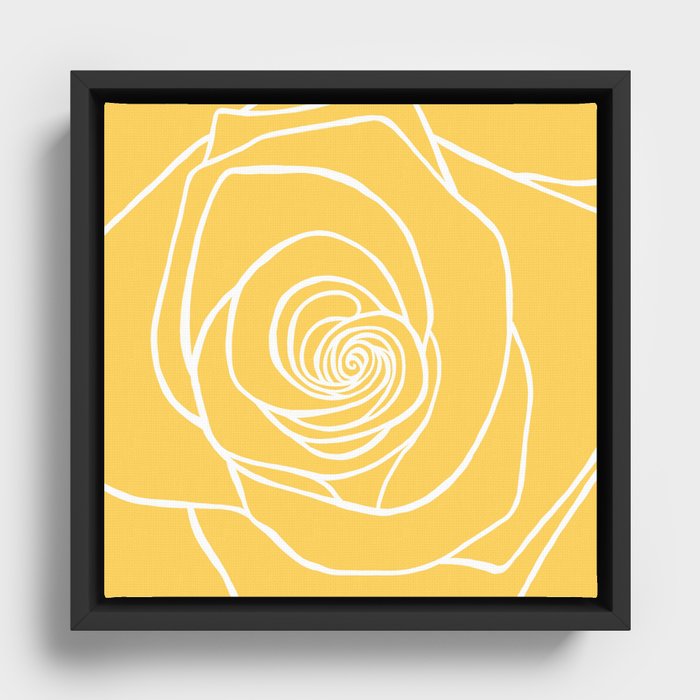 Sunshine Yellow Rose Drawing Framed Canvas