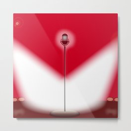 Open Mic Night Red Background Metal Print | Karaoke, Performer, Comedian, Microphone, Mic, Vector, Singers, Graphicdesign, Stage, Background 