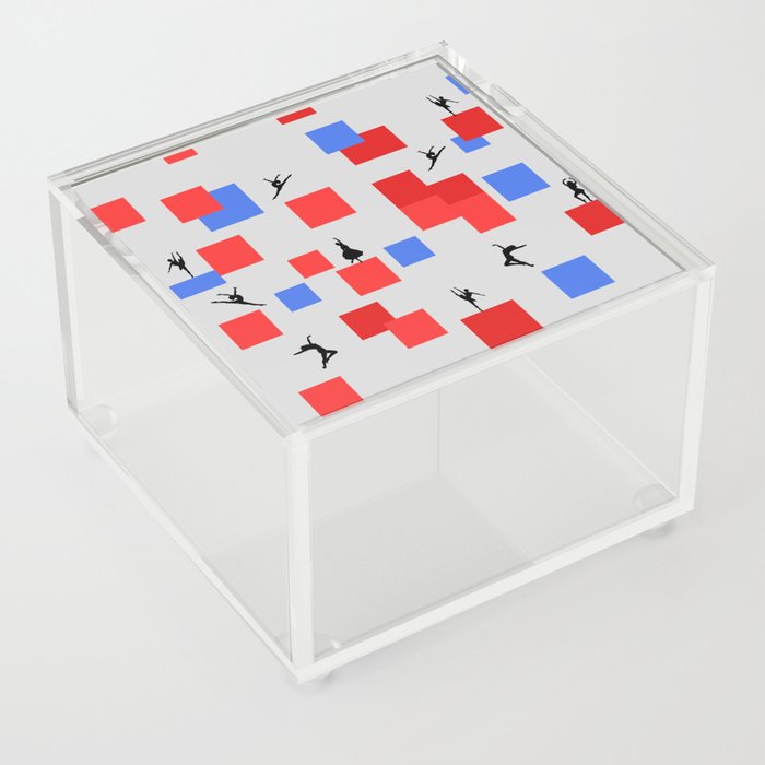 Dancing like Piet Mondrian - Composition in Color A. Composition with Red, and Blue on the light grey background Acrylic Box