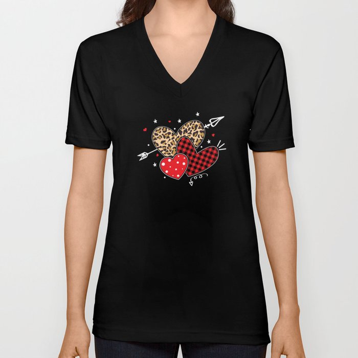 Arrow Colorful Pattern Heart Day Valentines Day V Neck T Shirt