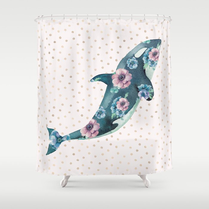 Whale Ocean Rose Gold Polka Dot Shower Curtain By Naturemagick Whale Ocean Rose Gold Polka Dot Shower Curtain By Naturemagick Society6