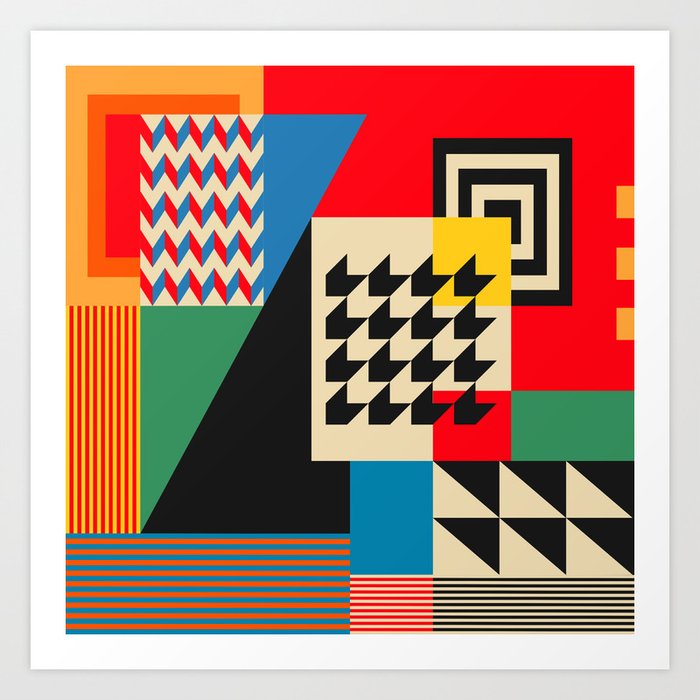 Groovy Modern Abstract Architecture in Geometric Shapes Art Print