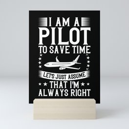 Airplane Pilot Plane Aircraft Flyer Flying Mini Art Print