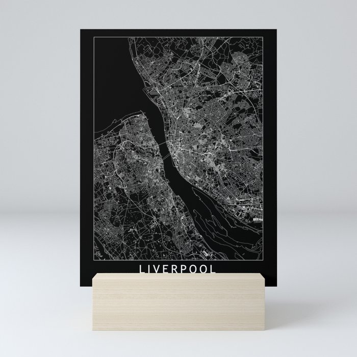 Liverpool Black Map Mini Art Print