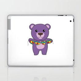 Autism Awareness Month Puzzle Heart Purple Bear Laptop Skin