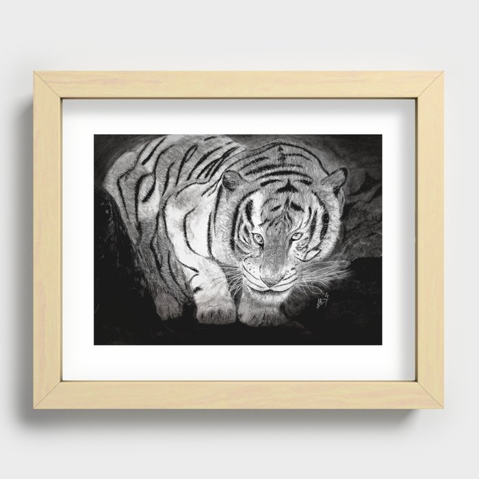 Tiger Gaze Art Print Recessed Framed Print